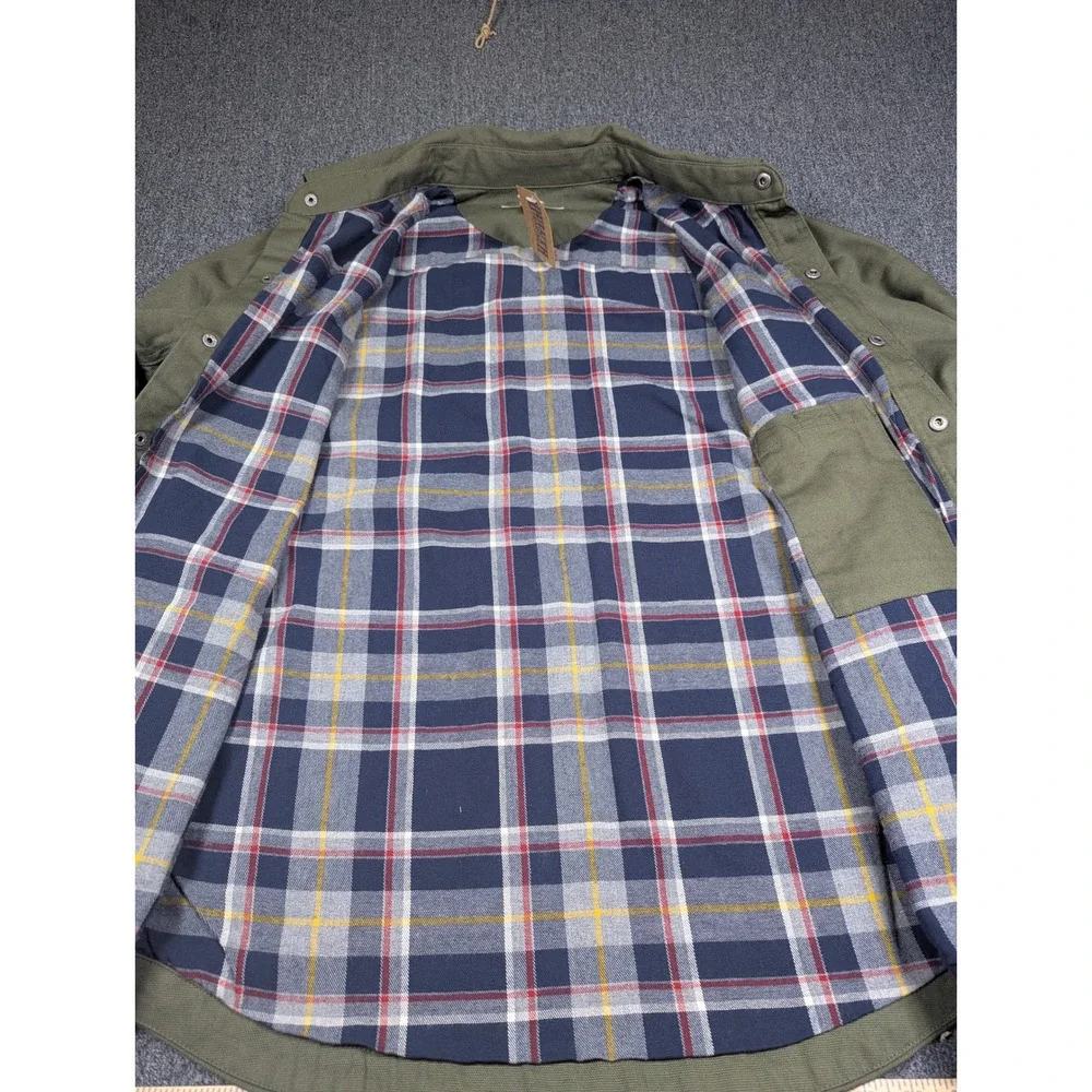 Duluth Trading Co Men Fire Hose Flannel-Lined Limber Jac Olive Green 92322 M